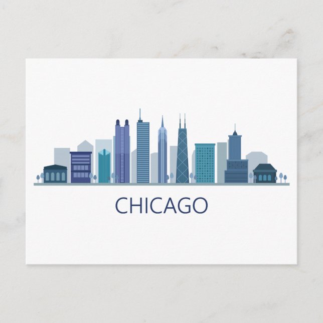 Cartão Postal Visualização da Cidade do Paisagem | Chicago, Illi (Frente)