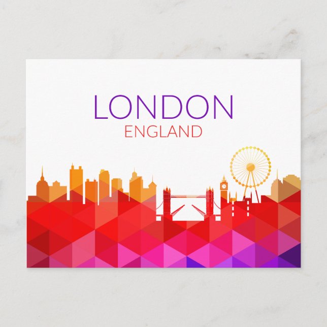 Cartão Postal Visualização da Cidade do Paisagem | Londres, Ingl (Frente)