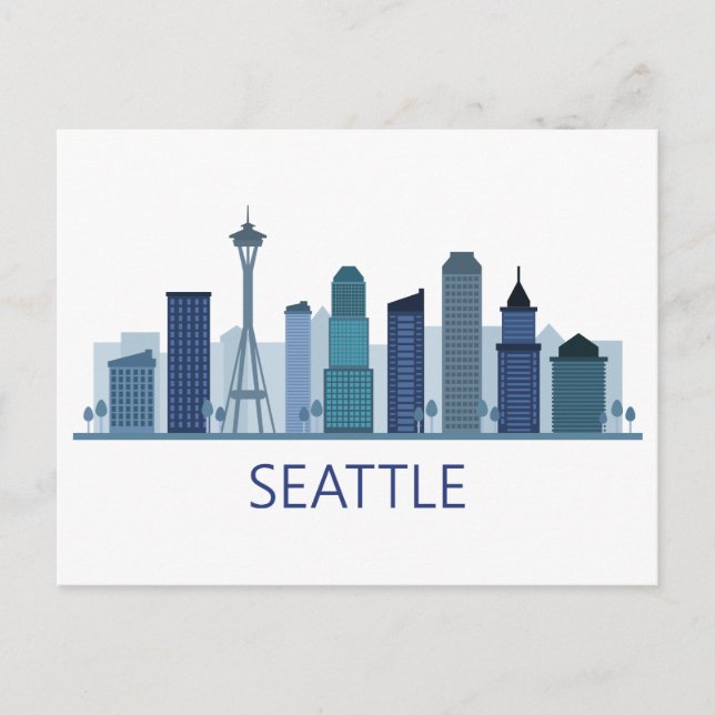 Cartão Postal Visualização da Cidade do Paisagem | Seattle, Wash (Frente)