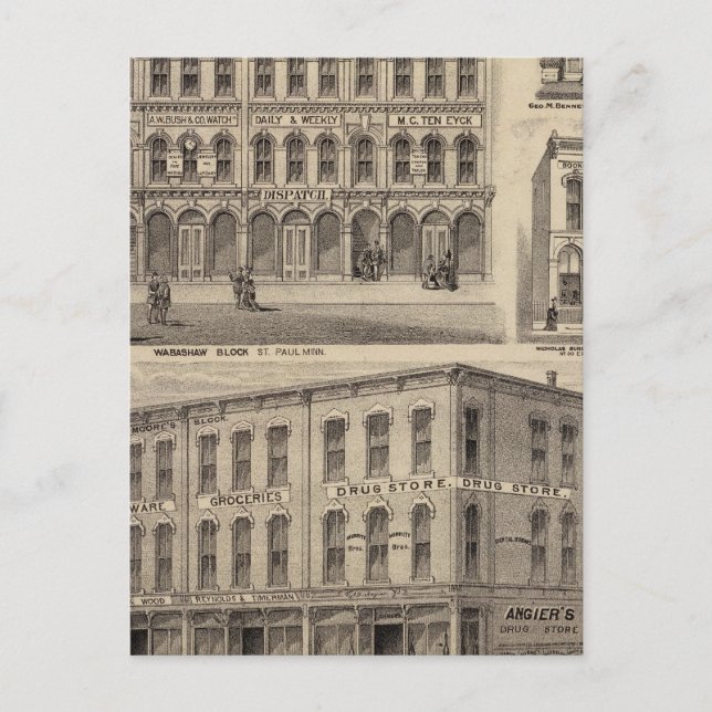 Cartão Postal Visualizações de Moore e Wabashaw, Minnesota (Frente)