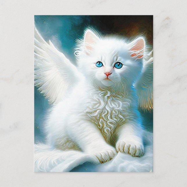 Cartão Postal Vitage Kitten Angel (Frente)