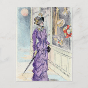 Cartão Postal Vitoriana Compra de Vestido Roxo