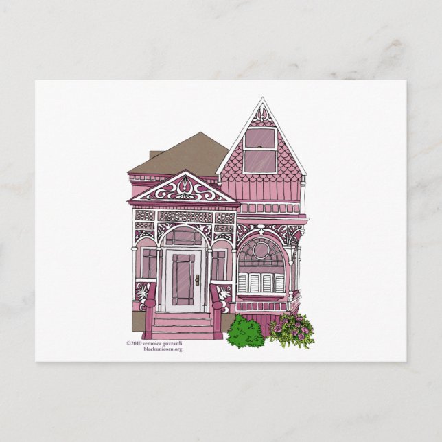 Cartão Postal Vitoriana "Dama Pintada" - rosa (Frente)