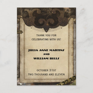 Cartão Postal Vitoriano Steampunk Obrigado Cartões-postais