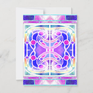 Cartão Postal Vitral de Catedral em Lilás e Rosa