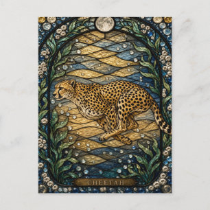 Cartão Postal Vitraux Cheetah Baked Plain Illumina