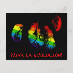 Cartão Postal viva a evolução! chimpanzés arco-íris