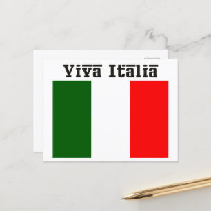 Cartão Postal Viva Itália e Bandeira Italiana