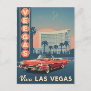 Cartão Postal Viva Las Vegas Arte de Viagem Vintage