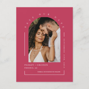 Cartão Postal Viva Magenta Boho Arch Foto Código QR Salve Nossa 