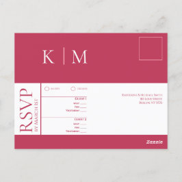 Cartão Postal Viva Magenta e White-RSVP-Casamento-