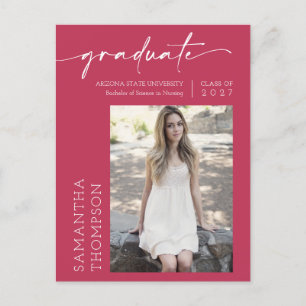 Cartão Postal Viva Magenta - Escrita Mínima Ela Fez Isso Fotogra