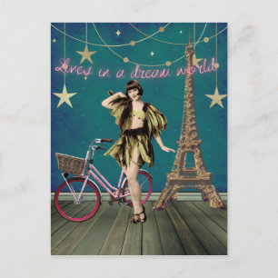 Cartão Postal Vive em um mundo de sonhos Arte Alterada Engraçado