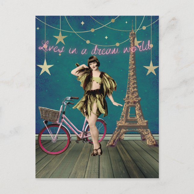 Cartão Postal Vive em um mundo de sonhos Arte Alterada Engraçado (Frente)