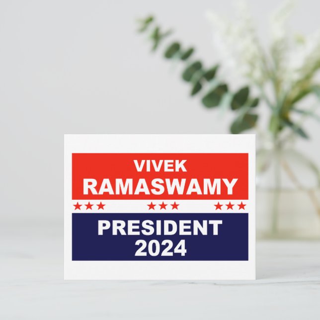 Cartão Postal Vivek Ramaswamy Presidente 2024 (Em pé/Frente)
