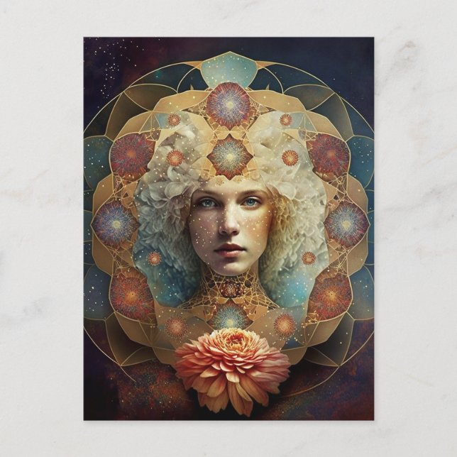 Cartão Postal Vivendo a arte visionária Mandala (Frente)