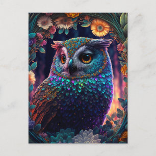 Cartão postal Vivid Rainbow Owl