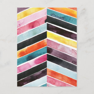 Cartão Postal Vivid Watercolor Chevron I