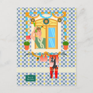 Cartão Postal Vizinho da Festa Português do santo John Português