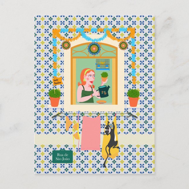 Cartão Postal Vizinho da Festa Português do santo John Português (Frente)