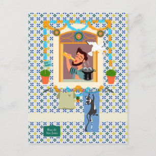 Cartão Postal Vizinho da Festa Português do santo John Português