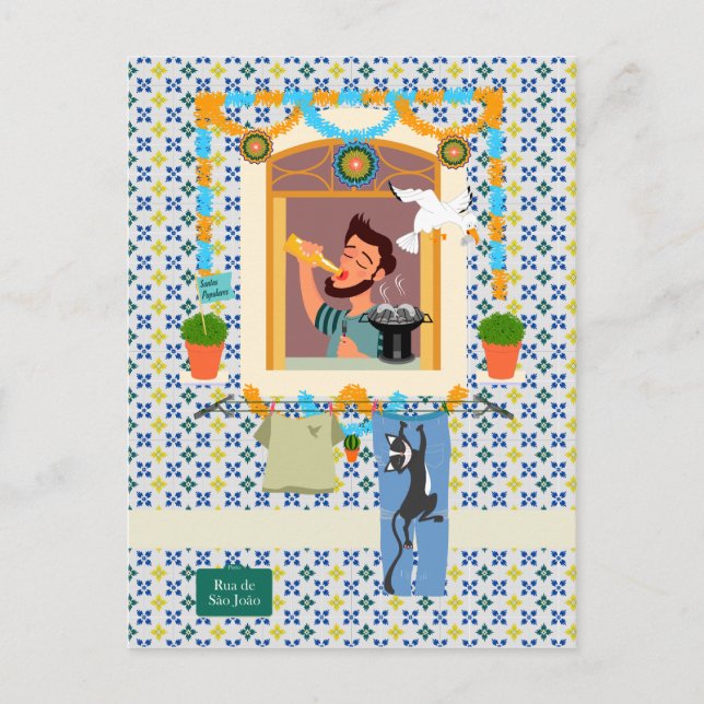 Cartão Postal Vizinho da Festa Português do santo John Português (Frente)