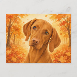 Cartão Postal Vizsla Autumn Forest Dog