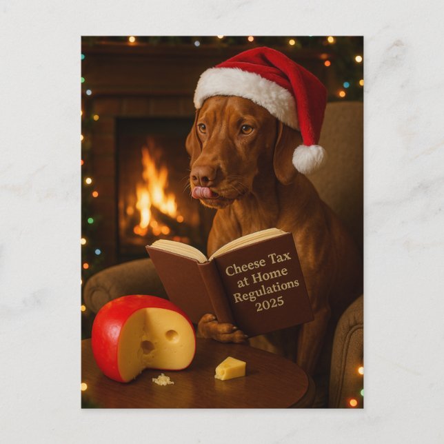 Cartão Postal Vizsla 'Cheese Tax' Christmas postcard (Frente)