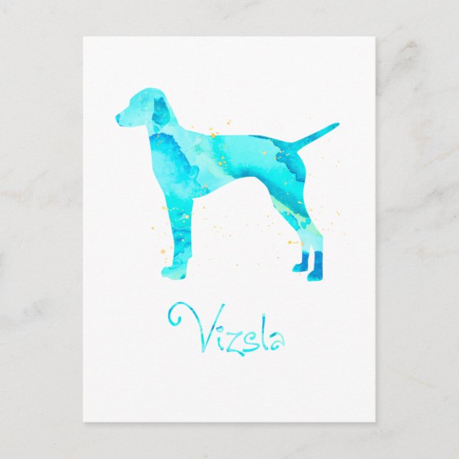 Cartão Postal Vizsla Watercolor Design (Frente)