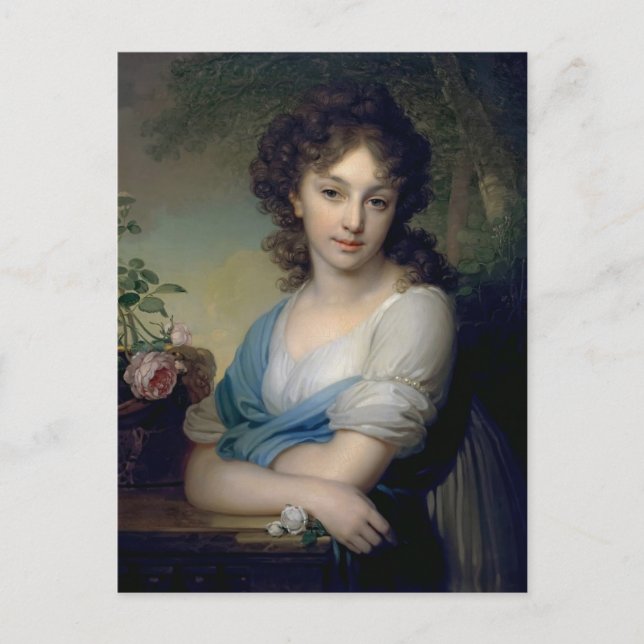 Cartão Postal Vladimir Borovikovsky: Retrato de Elena Naryshkina (Frente)