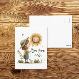 Cartão Postal Você Cresce Menina Postcard Cottagecore Girassol