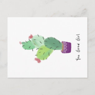 Cartão Postal Você Cultiva Garota Cactus Aquarela