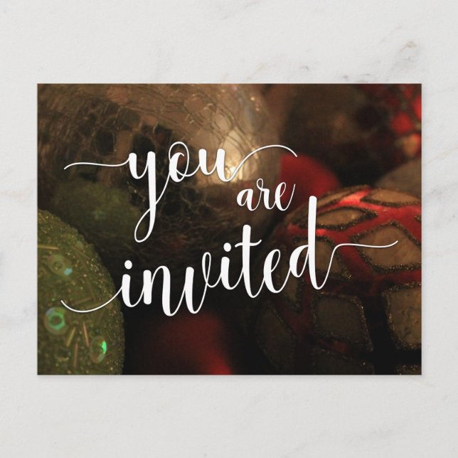 Cartão Postal Você É Convidado Para Festa De Natal, Bolas De Vid (Frente)