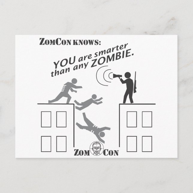 Cartão Postal Você É Mais Inteligente Que Qualquer Zombie (Frente)