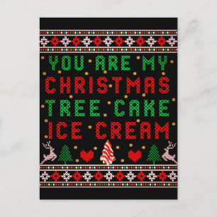 Cartão Postal Você é Meu Bolo de Árvore de Natal Sorvete Natal