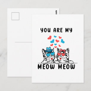 Cartão Postal Você É Meu Casal Gato Meow Meow Dia dos Namorados
