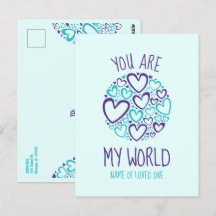 Você É Meu Mundo Corações Azuis e Roxos para o Ser