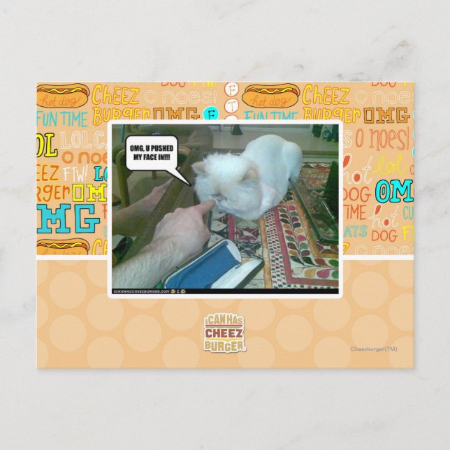 Cartão Postal Você empurrou meu rosto para dentro! (Frente)