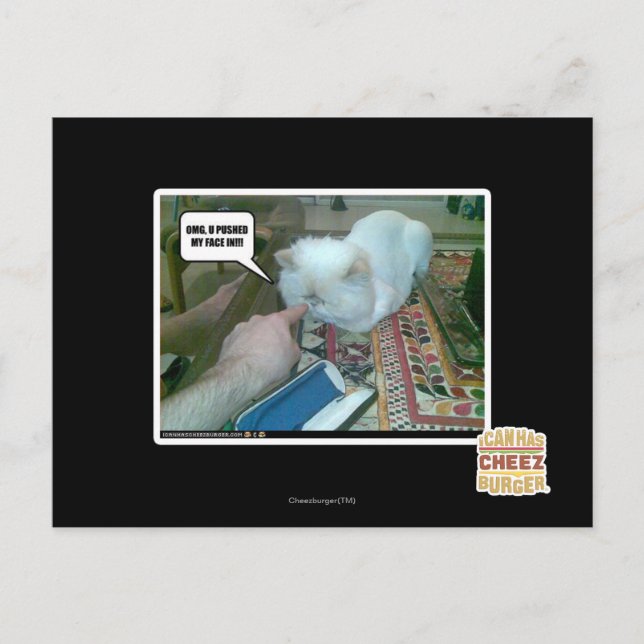 Cartão Postal Você empurrou meu rosto para dentro! (Frente)