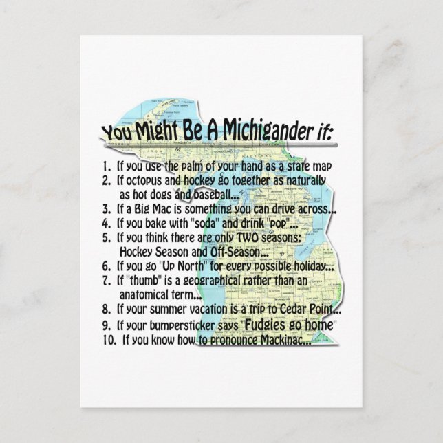 Cartão Postal Você Pode Ser Um Michigander Se: (Frente)