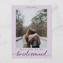 Cartão Postal Você será a minha Bridesmaid Purple Photo Modern?