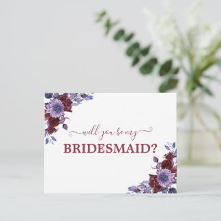 Cartão Postal Você Será A Minha Garota De Bridesmaid Floral