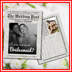 Cartão Postal Você Será Meu Jornal Vintage Da Bridesmaid?