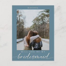 Cartão Postal Você será minha Bridesmaid Blue Foto Moderna