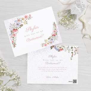 Cartão Postal Você Será Minha Colega De Bridesmaid De Flores Sel