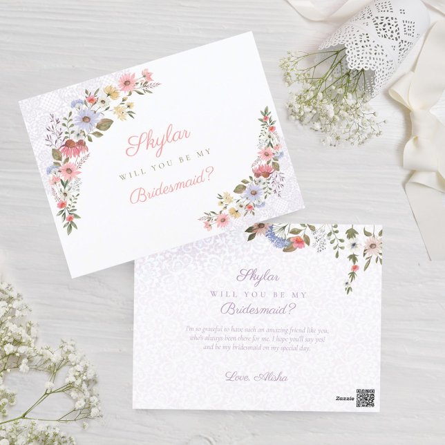 Cartão Postal Você Será Minha Colega De Bridesmaid De Flores Sel (Criador carregado)