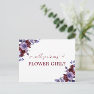 Cartão Postal Você Será Minha Dama de Flores Roxo Floral