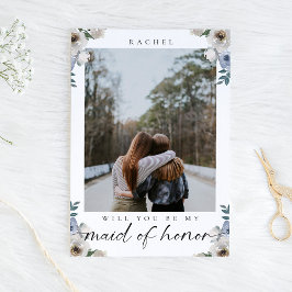 Cartão Postal Você será minha Dama de Honra Foto Rosa Azul