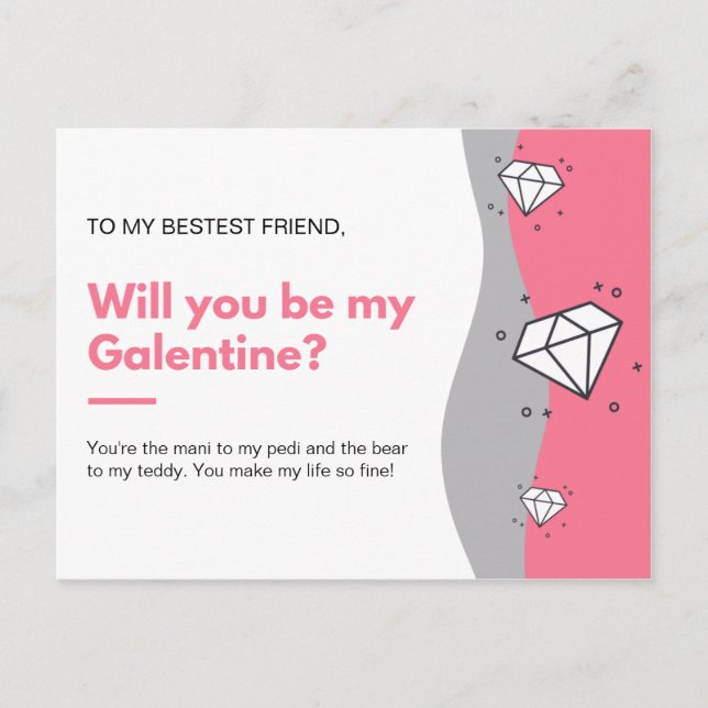 Cartão Postal Você será minha Galentine? (Frente)