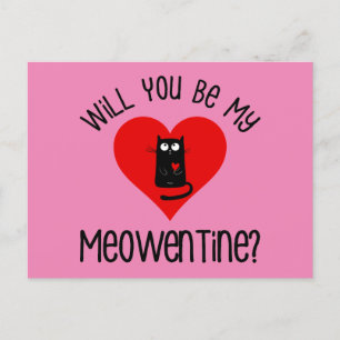 Cartão Postal Você Será O Meu Meowentine? Dia dos Namorados